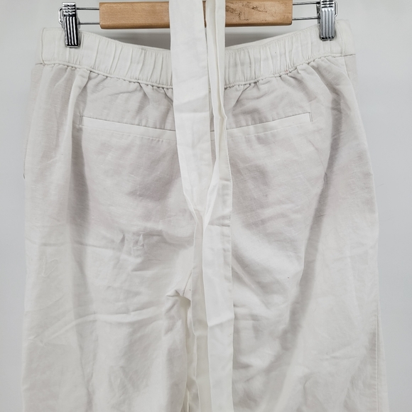 Loft linen blend white pants with belt S - Picture 3 of 5
